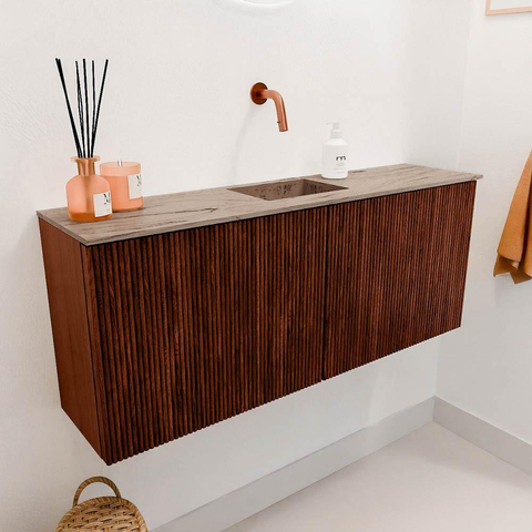 Mondiaz JOYA-DLUX 100cm toiletmeubel - kleur Ruby - Wastafel FAYE positie Midden Zonder kraangat kleur Arena. SW1425281