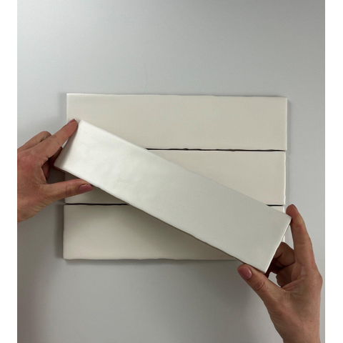 ÉCHANTILLON Terravito Pavero carreau mural - 7,5x30cm - 8,6mm - Rectangulaire - Crème mat SW736213