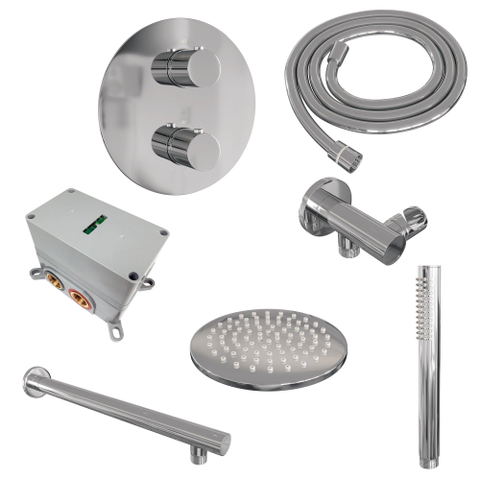 BRAUER Chrome Edition inbouw regendoucheset – Ø20 cm hoofddouche – 39.4 cm rechte wandarm – staafhanddouche – 3-weg SW1158985