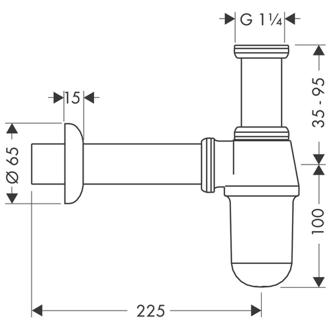 Hansgrohe Bekersifon 5/4 met muurbuis - met rozet - hoogglans chroom 0510296