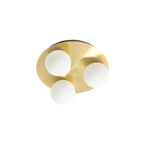 QAZQA Cederic badkamer plafondlamp - 23x23x10.3cm - 3 lichts - rond - messing (goud) SW1187240