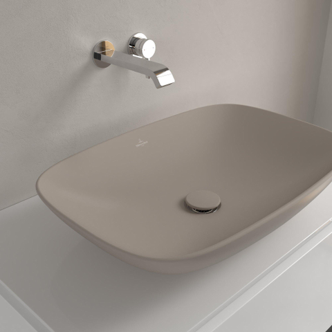 Villeroy & Boch Loop & Friends opzetwastafel - 62x42cm - zonder kraangat - zonder overloop CeramicPlus - mat almond (beige) SW644165