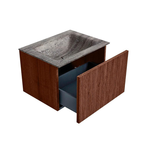 MONDIAZ KURVE-DLUX 60cm badmeubel kleur Ruby met 1 lade en 0 deuren. Wastafel CLOUD Midden zonder kraangat Oza. SW1432767