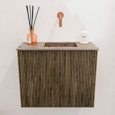 Mondiaz JOYA-DLUX 50cm toiletmeubel - kleur Dusk - Wastafel FAYE positie Rechts Zonder kraangat kleur Arena. SW1425732