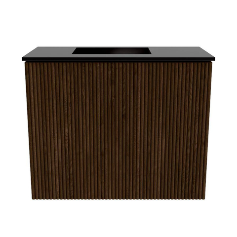 Mondiaz JOYA 50cm meuble de toilette - couleur Walnut - Lavabo FAYE position Gauche Sans trou de robinet couleur Urban. SW1421395