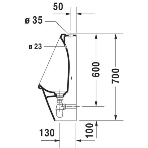Duravit Starck 3 Urinoir - met sproeikop - met boveninlaat - met sifon - met bevestiging - rimless - wit 0290479