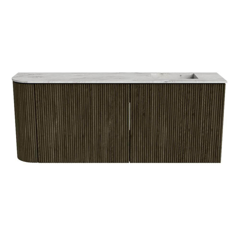 Mondiaz JOYA-DLUX 101.6cm meuble de toilette - arrondi gauche couleur Shadow - Vasque FAYE position Droite Sans trou de robinet couleur Glace. SW1422795
