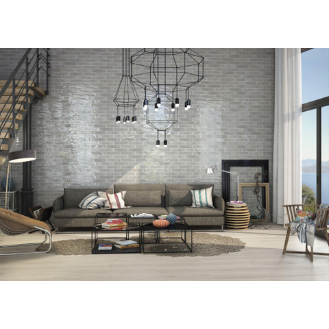 ÉCHANTILLON Terravito Almicoa carreau mural - 7,5x30cm - 8,6mm - Rectangle - Gris brillant SW735615