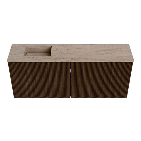 Mondiaz JOYA-DLUX 100cm meuble de toilette - couleur Walnut - Vasque FAYE position Gauche 1 trou de robinet couleur Saba. SW1424677