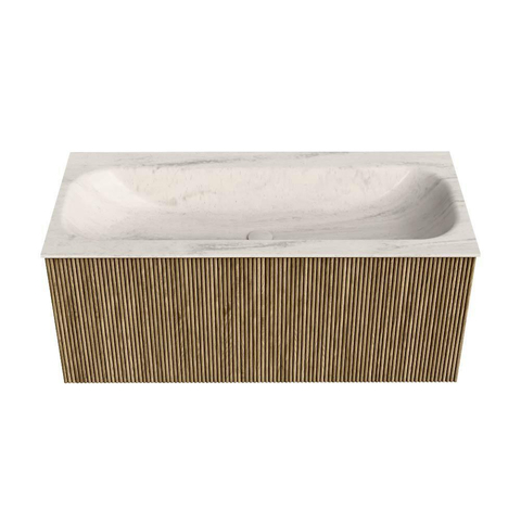 MONDIAZ KURVE-DLUX Meuble de salle de bains 100cm couleur Dusk avec 1 tiroir et 0 porte. Lavabo BIG MEDIUM Central 1 trou de robinet Meli. SW1431892