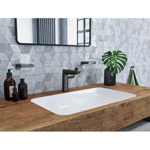 Hansgrohe AddStoris Q glashouder - met glas - geborsteld zwart chroom (antraciet) SW651570