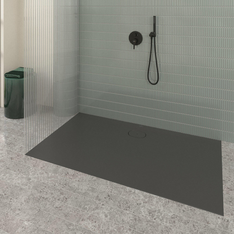 Villeroy & Boch Ecora douchebak - 160x90x3.5cm - afvoer lange zijde - anthracite (antraciet) SW1558993