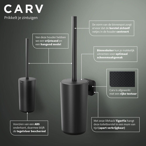 Tiger Carv Toiletborstel met houder vrijstaand Zwart SW771748