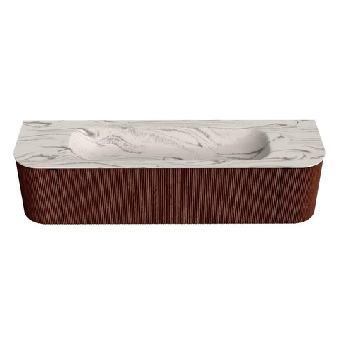 MONDIAZ KURVE-DLUX 170cm badmeubel ronding Links + Rechts kleur Ruby met 1 lade en 2 deuren. Wastafel BIG LARGE Midden zonder kraangat Nata. SW1432557