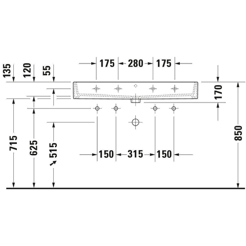 Duravit Vero air Wastafel - geslepen - zonder kraangat - zonder overloop - 100x47cm - met wondergliss - inclusief bevestiging - wit SW156925