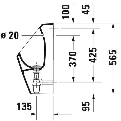 Duravit D Code Cuvette d’urinoir avec arroseur et fixation avec siphon et connexion derrière Blanc 0315129