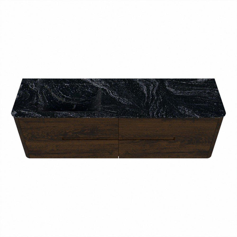 Mondiaz CIRO-DLUX Badkamermeubelset - 160x45x50cm - Solid surface wastafel Lava - 1 wasbak Links - 1 kraangat - 4 lades - Walnut SW1530147
