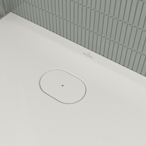 Villeroy & Boch Ecora douchebak - 100x90x3.5cm - afvoer korte zijde - white alpine (wit) SW1558916