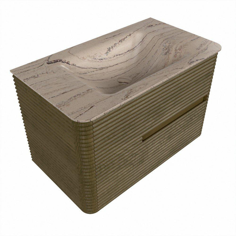 Mondiaz CIRO-DLUX Badkamermeubelset - 80x45x50cm - Solid surface wastafel Arena - 1 wasbak Midden - zonder kraangaten - 2 lades - Dusk SW1533081