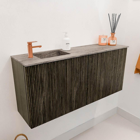 Mondiaz JOYA-DLUX 90cm toiletmeubel - kleur Shadow - Wastafel FAYE positie Links 1 kraangat kleur Oza. SW1425051