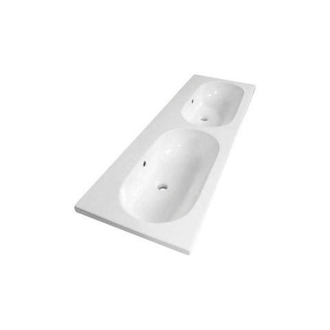 BRAUER Elevate Badkamermeubelset - 140x47x53.5cm - 4 lades - 4 grepen - softclose - keramieke wastafel - 2 wasbakken - 2 kraangaten - wit - mat zand SHOWROOMMODEL SHOW26528
