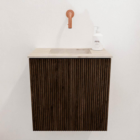 Mondiaz JOYA-DLUX Meuble de toilette 40cm - couleur Walnut - Vasque FAYE position Milieu Sans trou de robinet couleur Frappe SW1422260