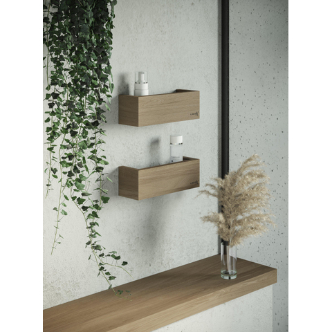 Looox Wood collection shelf BoX 30cm met bodemplaat zwart mat eiken zwart mat SW73148