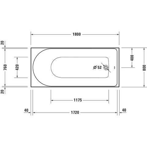 Duravit D-Neo bad 180x80x48.5cm 190liter Wit Hoogglans OUTLETSTORE STORE44357