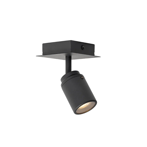 QAZQA Ducha Plafonnier de salle de bains - 10x10cm - 1 spot - IP44 - carré - noir mat SW1187256