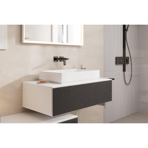 Hansgrohe Metropol 1 greeps wastafelkraan - afbouwdeel - met voorsprong 225 mm en afvoerplug - glans zwart chroom SW490354