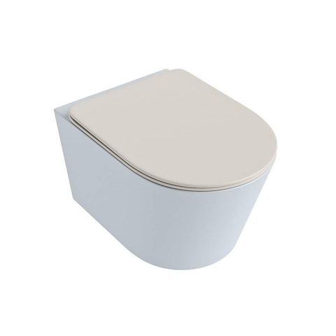 Mondiaz LAVIE hangtoilet – spoelrandloos – 36 x 53 cm – met softclose zitting – Clay (lichtblauw/grijs), zitting Linen (offwhite) SW1208647