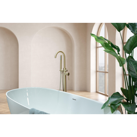 Fortifura Calvi Robinet baignoire sur pied 107.8cm avec douchette Laiton brossé SW720550
