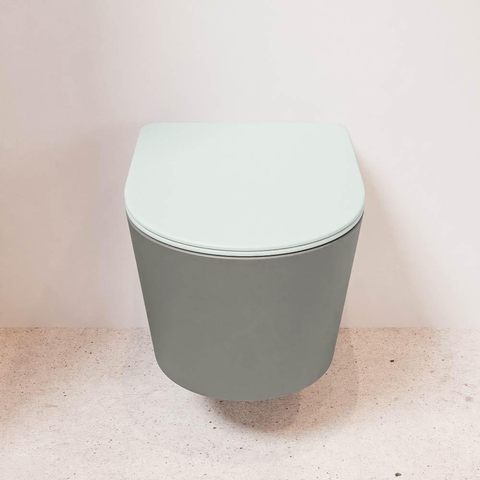 Mondiaz LAVIE hangtoilet – spoelrandloos – 36 x 53 cm – met softclose zitting – Smoke (lichtbruin), zitting Greey (lichtgroen/grijs) SW1208628