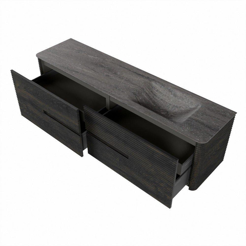 Mondiaz CIRO-DLUX Ensemble de meubles de salle de bains - 180x45x50cm - lavabo Solid surface Oza - 1 vasque à droite - 1 trou de robinetterie - 4 tiroirs - Shadow SW1532666