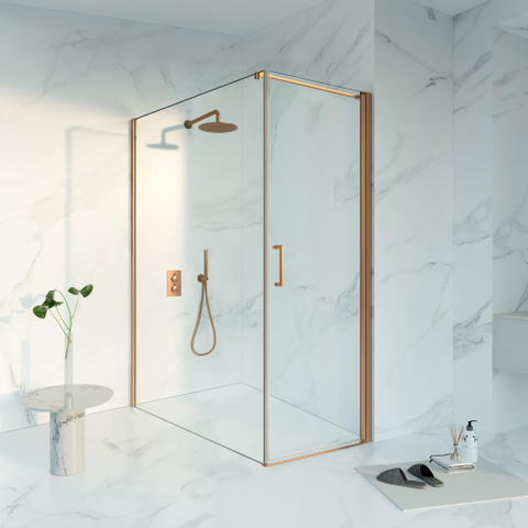 Fortifura Galeria Douchecabine - 70x160x200 - Profiel veiligheidsglas - antikalk - PVD - geborsteld koper SW1446151