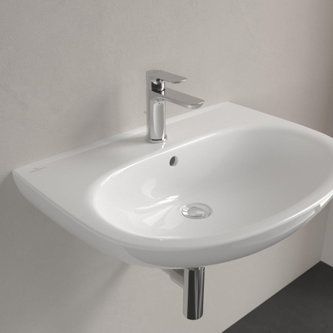 Villeroy & Boch O.novo wastafel ovaal - 1 kraangat - met overloop - 65x48cm - White Alpine (glans wit) SW878400