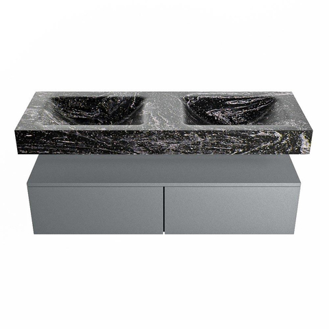 Mondiaz ALAN-DLUX Ensemble de meuble - 130cm - meuble Plata mat - 2 tiroirs - Lavabo Cloud Lava suspendu - vasque Gauche et droite - 0 trous de robinet SW808688