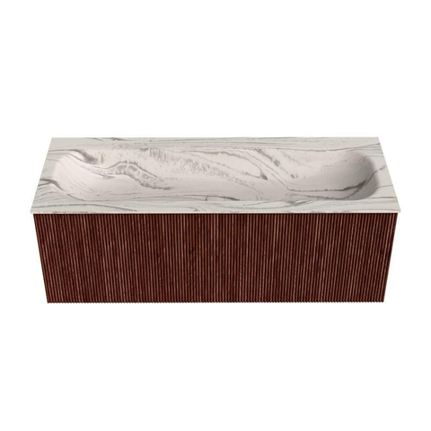 MONDIAZ KURVE-DLUX Meuble de salle de bains 120 cm couleur Ruby avec 1 tiroir et 0 porte. Lavabo BIG LARGE Central 1 trou de robinet Nata. SW1432559