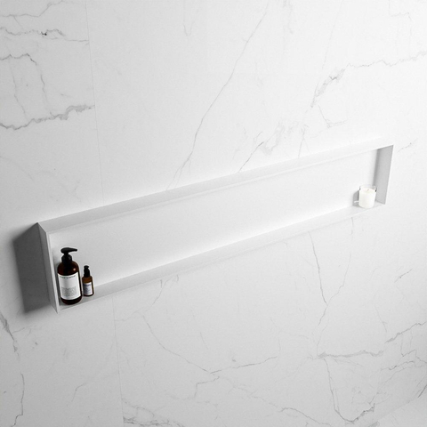 Mondiaz Easy nis 29.5x149.5x8cm voor Inbouw/opbouw 1 open vak Solid surface Talc/Talc SW643713