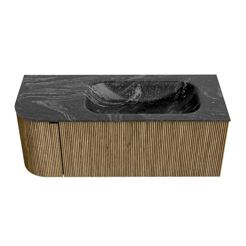 Mondiaz KURVE-DLUX Ensemble de meubles de salle de bains - 115x46x40cm - 1 tiroir - 1 porte - vasque solid surface - droite - sans trou de robinet - Dusk SW1415257