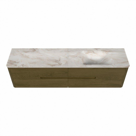 Mondiaz CIRO-DLUX Badkamermeubelset - 190x45x50cm - Solid surface wastafel Frappe - 1 wasbak Rechts - 1 kraangat - 4 lades - Dusk SW1532852