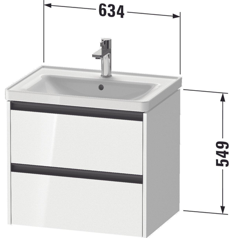 Duravit Ketho.2 Wastafelonderbouwkast - met 2 laden - 63.4x45.5x54.9cm - met grepen antraciet - natuur eiken mat SW772012