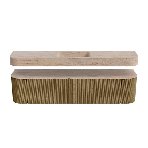 MONDIAZ THOR-DLUX Meuble de salle de bains 190cm arrondi gauche + droite couleur Dusk avec 2 tiroirs et 2 portes. Vasque suspendue CLOUD Milieu 1 trou de robinet couleur Saba. SW1466664