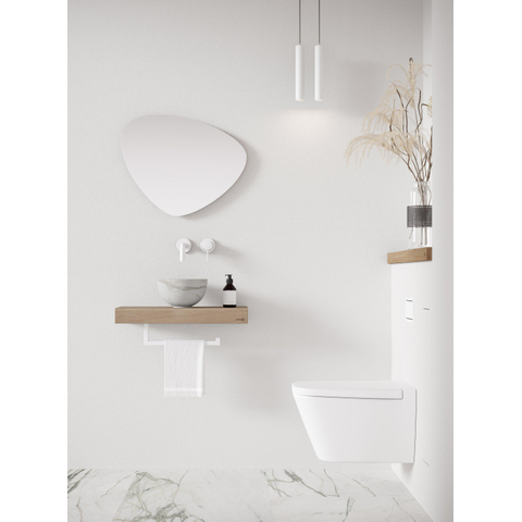 Looox Wood collection Wooden Base plan vasque en chêne mini 40x23x7cm chêne old grey SW108686