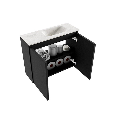 MONDIAZ TURE-DLUX Meuble de toilettes 60cm Urban. EDEN vasque Ostra position à droite. Sans trou de robinet. SW1104701