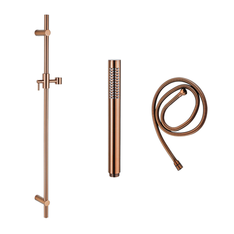 Fortifura Calvi glijstangset - met staafhanddouche - metalen doucheslang - PVD - geborsteld koper SW1239443