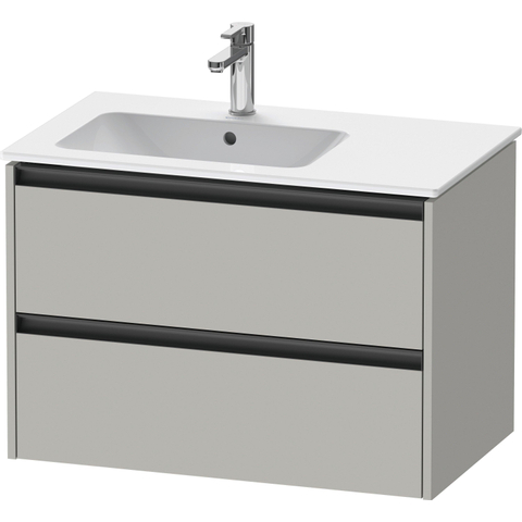Duravit Ketho.2 Wastafelonderbouwkast - met 2 laden - voor waskom links - 81x48x54.9cm - met grepen antraciet - betongrijs mat SW772705