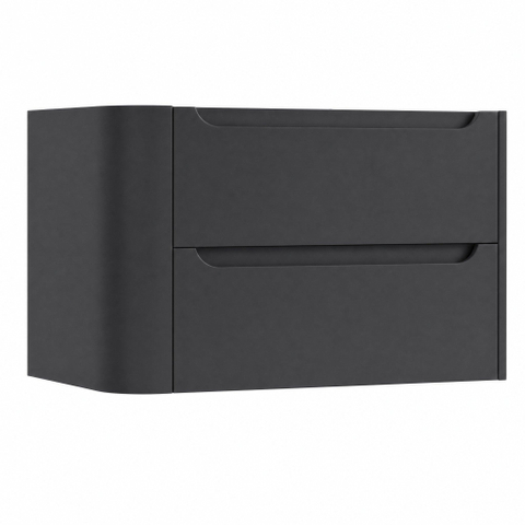 H&R Badmeubelen Juice Meuble sous vasque - 80x45x50cm - angle gauche arrondi - 2 tiroirs - poignée intégrée - anthracite mat SW1489074