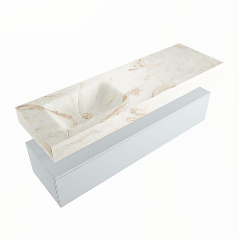 Mondiaz ALAN-DLUX Ensemble de meuble - 150cm - meuble Clay mat - 1 tiroir - Lavabo Cloud Frappe suspendu - vasque Gauche - 1 trou de robinet SW805371