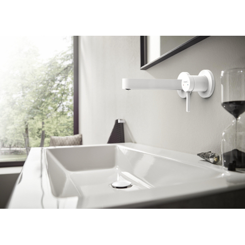 Hansgrohe Finoris 1 greeps wastafelkraan - inbouw - voorsprong 168 mm - met afvoerplug - mat wit SW651182